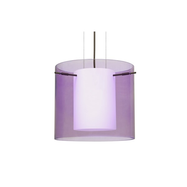 Besa Lighting Pahu 12 Cable Pendant, Trans. Amethyst/Opal, Bronze Finish, 1x100W Incandescent 1KG-A18407-BR - main